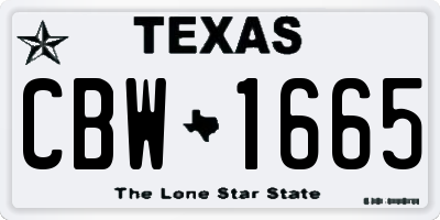 TX license plate CBW1665