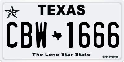 TX license plate CBW1666