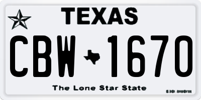 TX license plate CBW1670