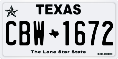 TX license plate CBW1672
