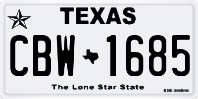 TX license plate CBW1685