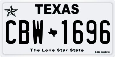 TX license plate CBW1696