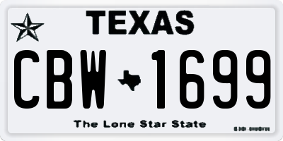 TX license plate CBW1699