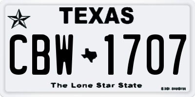 TX license plate CBW1707