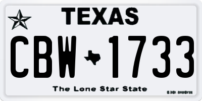 TX license plate CBW1733