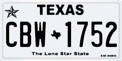 TX license plate CBW1752