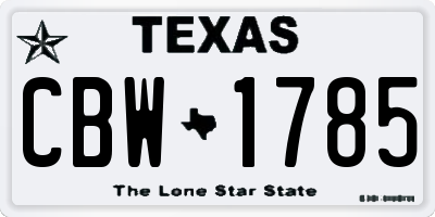 TX license plate CBW1785