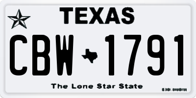 TX license plate CBW1791