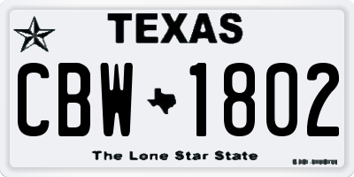 TX license plate CBW1802