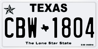 TX license plate CBW1804