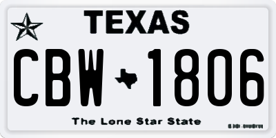 TX license plate CBW1806