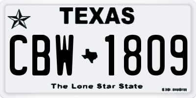 TX license plate CBW1809