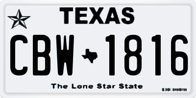 TX license plate CBW1816