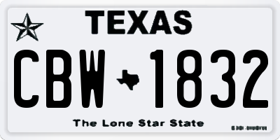 TX license plate CBW1832