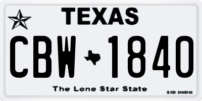 TX license plate CBW1840
