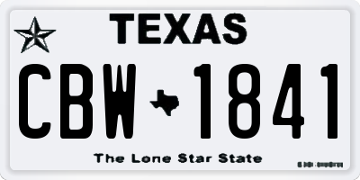 TX license plate CBW1841