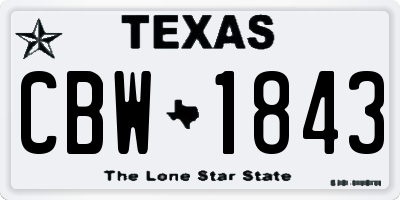 TX license plate CBW1843