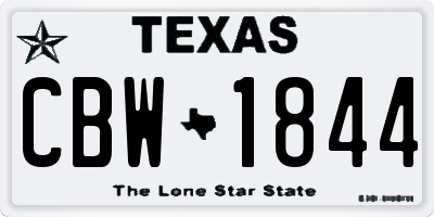 TX license plate CBW1844