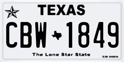 TX license plate CBW1849