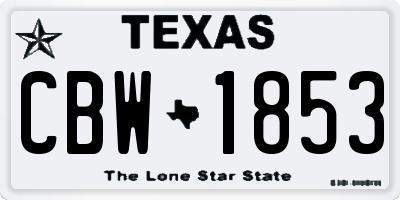 TX license plate CBW1853