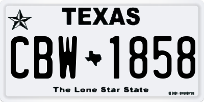 TX license plate CBW1858