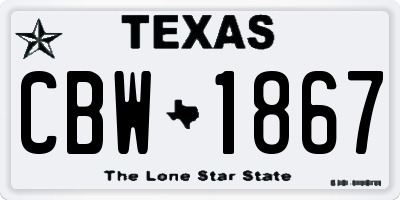 TX license plate CBW1867