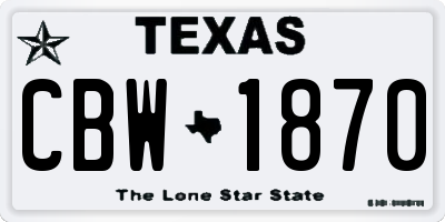 TX license plate CBW1870
