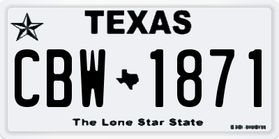 TX license plate CBW1871