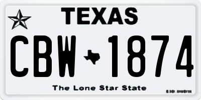 TX license plate CBW1874