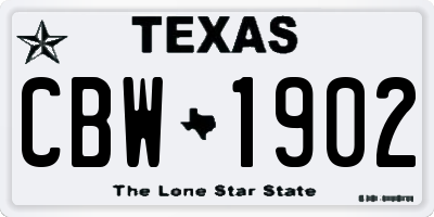 TX license plate CBW1902