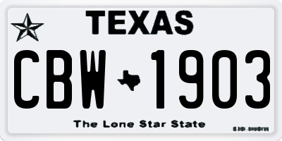 TX license plate CBW1903