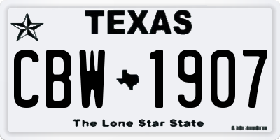 TX license plate CBW1907