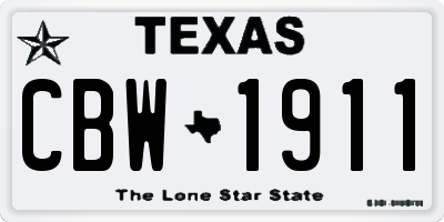 TX license plate CBW1911