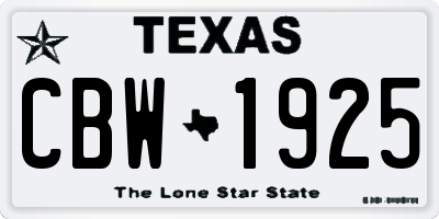 TX license plate CBW1925
