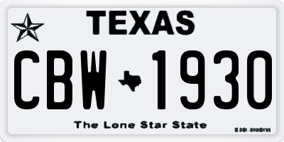 TX license plate CBW1930