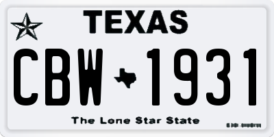 TX license plate CBW1931