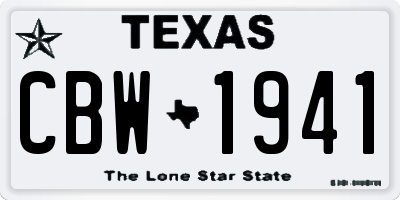 TX license plate CBW1941