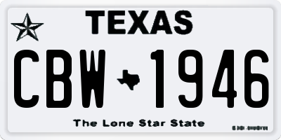 TX license plate CBW1946