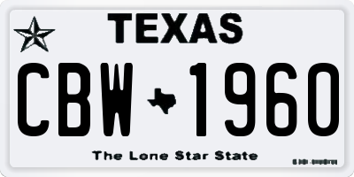 TX license plate CBW1960