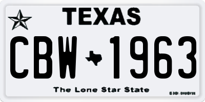 TX license plate CBW1963