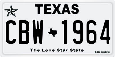 TX license plate CBW1964