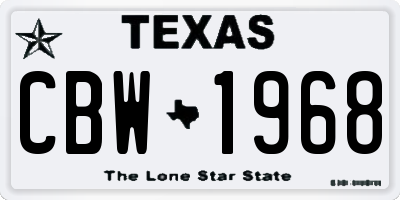 TX license plate CBW1968