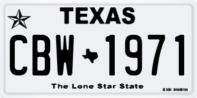 TX license plate CBW1971