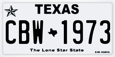 TX license plate CBW1973