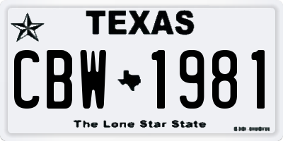 TX license plate CBW1981