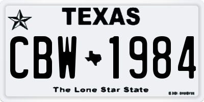 TX license plate CBW1984