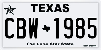 TX license plate CBW1985