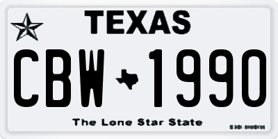 TX license plate CBW1990