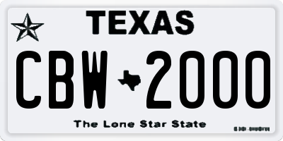 TX license plate CBW2000
