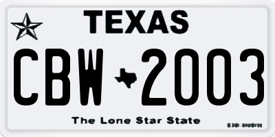 TX license plate CBW2003